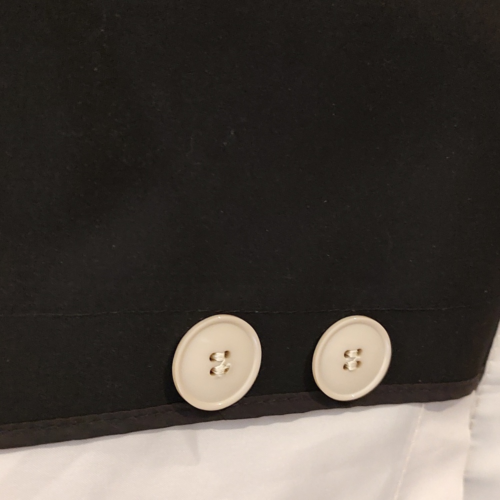Cream & Black Vintage Misty Harbor Mid Calf Length Trench Coat sz 14 W/ Belt - Picture 9 of 10